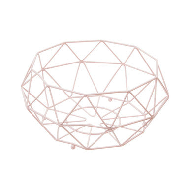 Orsina Vertex Pink Fruit Basket – Metal Kitchen Countertop Organizer