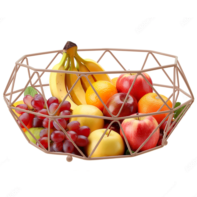 Orsina Vertex Pink Fruit Basket – Metal Kitchen Countertop Organizer