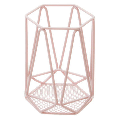 Orsina Vertex Pink Utensil Holder – Hexagon Mesh Kitchen Organizer