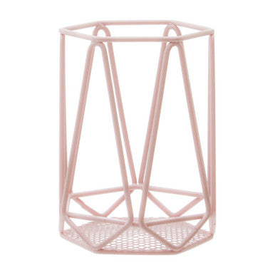 Orsina Vertex Pink Utensil Holder – Hexagon Mesh Kitchen Organizer