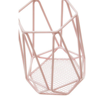 Orsina Vertex Pink Utensil Holder – Hexagon Mesh Kitchen Organizer