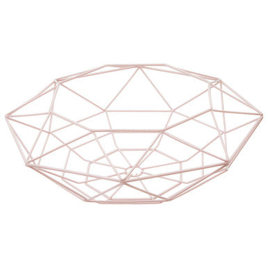 Orsina Vertex Pink Fruit Basket – Geometric Wire Kitchen Centerpiece
