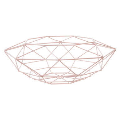 Orsina Vertex Pink Fruit Basket – Geometric Wire Kitchen Centerpiece
