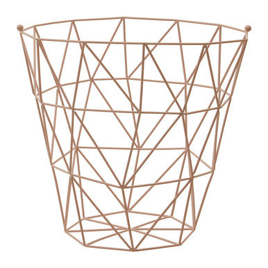 Orsina Vertex Pink Geometric Storage Basket – Modern Metal Organizer
