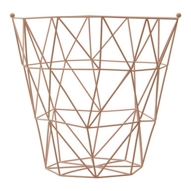Orsina Vertex Pink Geometric Storage Basket – Modern Metal Organizer