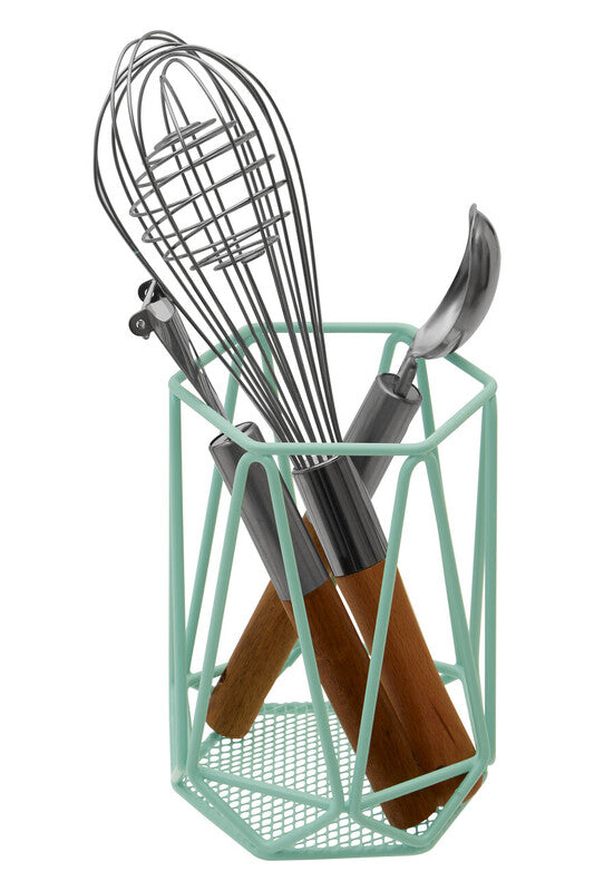 Orsina Vertex Utensil Holder – Green Geometric Kitchen Tool Organizer