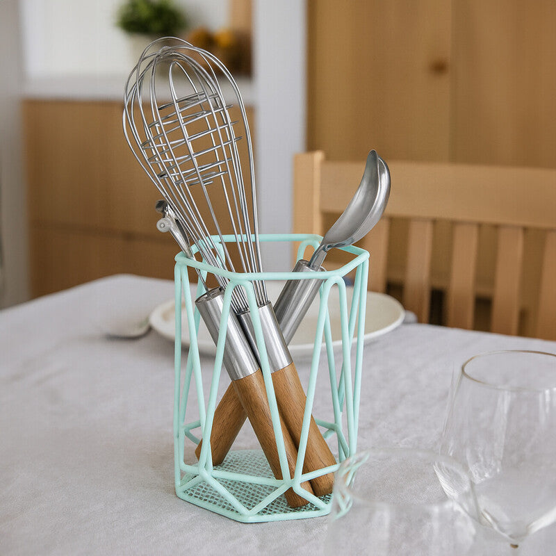 Orsina Vertex Utensil Holder – Green Geometric Kitchen Tool Organizer