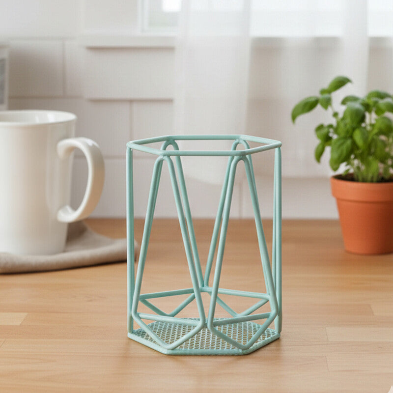 Orsina Vertex Utensil Holder – Green Geometric Kitchen Tool Organizer