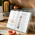 Orsina Vertex Cookbook Stand – Pastel Green Metal Recipe & Tablet Holder