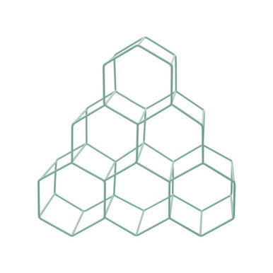 Orsina Vertex 6-Bottle Wine Rack – Geometric Metal Design, Green Finish