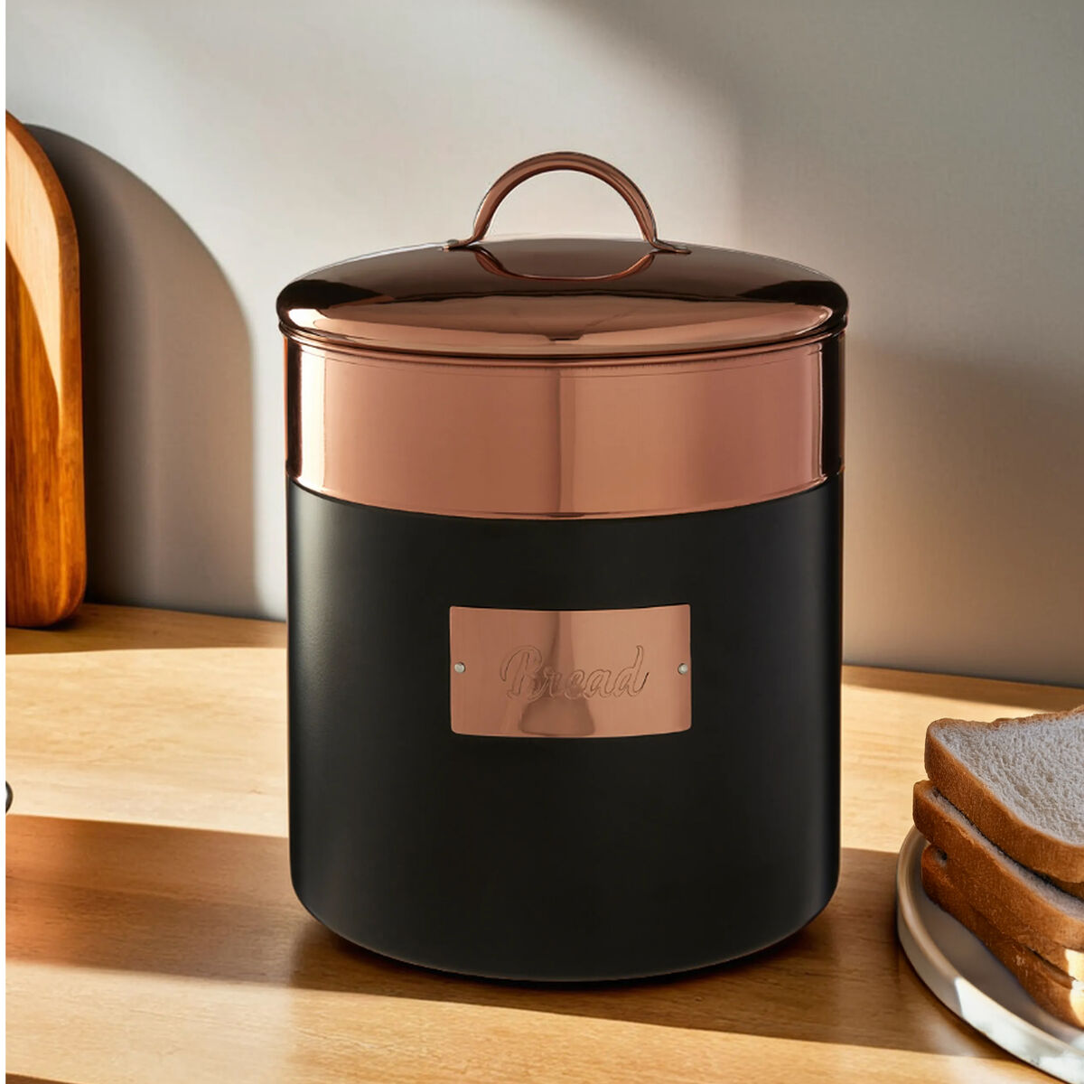 Orsina Prescott Charcoal and Copper Bread Bin – Modern Kitchen Storage