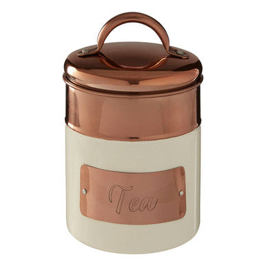 Orsina Prescott Tea Canister – Cream and Copper Kitchen Storage