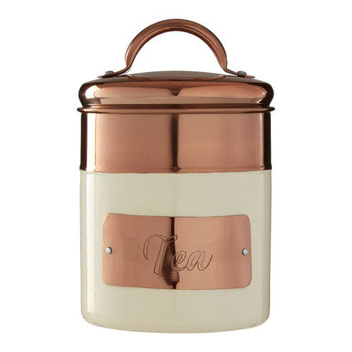Orsina Prescott Tea Canister – Cream and Copper Kitchen Storage