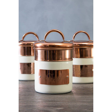 Orsina Prescott Tea Canister – Cream and Copper Kitchen Storage