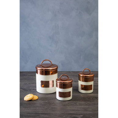 Orsina Prescott Tea Canister – Cream and Copper Kitchen Storage