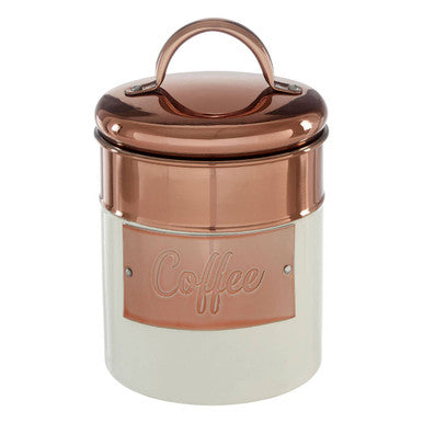 Orsina Prescott Coffee Canister – Cream and Copper Kitchen Storage