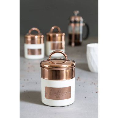 Orsina Prescott Coffee Canister – Cream and Copper Kitchen Storage
