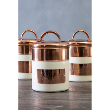 Orsina Prescott Coffee Canister – Cream and Copper Kitchen Storage