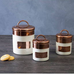 Orsina Prescott Coffee Canister – Cream and Copper Kitchen Storage