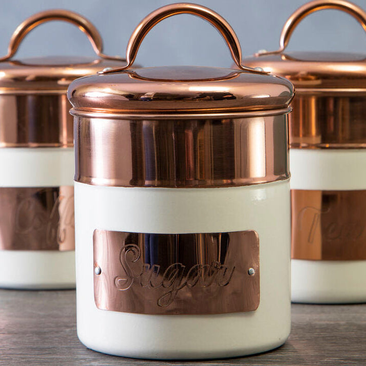 Orsina Prescott Sugar Canister – Cream and Copper Kitchen Storage