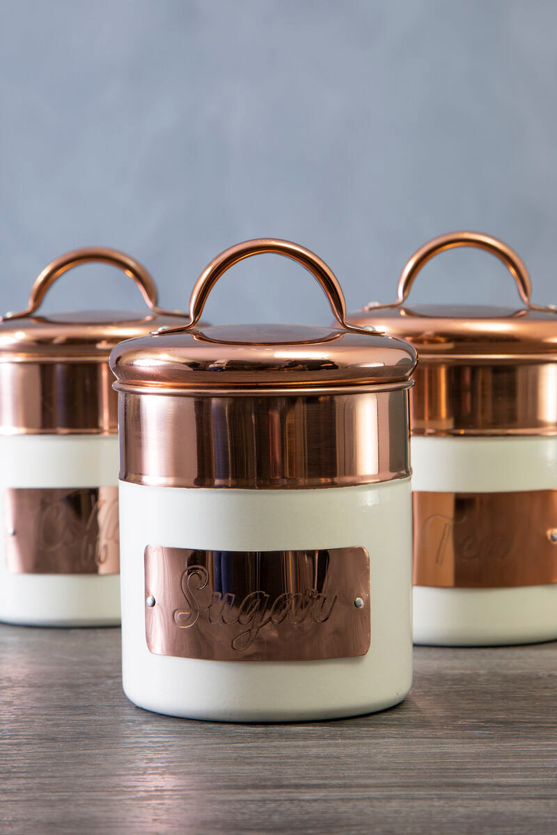 Orsina Prescott Sugar Canister – Cream and Copper Kitchen Storage