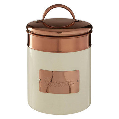 Orsina Prescott Biscuit Canister – Cream and Copper Kitchen Food Storage