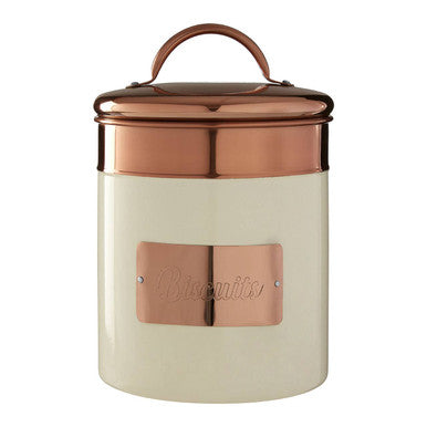 Orsina Prescott Biscuit Canister – Cream and Copper Kitchen Food Storage