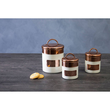 Orsina Prescott Biscuit Canister – Cream and Copper Kitchen Food Storage