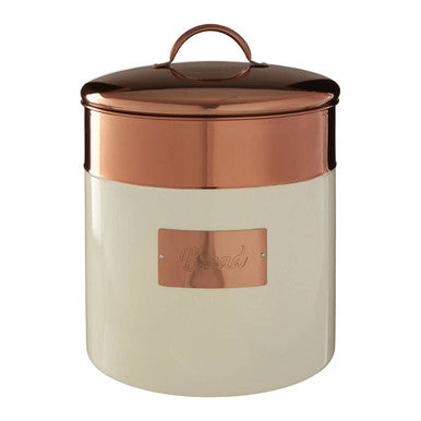 Orsina Prescott Bread Bin – Cream and Copper Metal Kitchen Storage