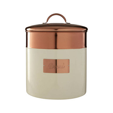 Orsina Prescott Bread Bin – Cream and Copper Metal Kitchen Storage