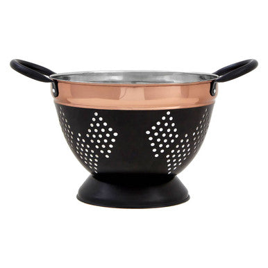 Orsina Prescott Medium Charcoal and Copper Colander Pasta Strainer