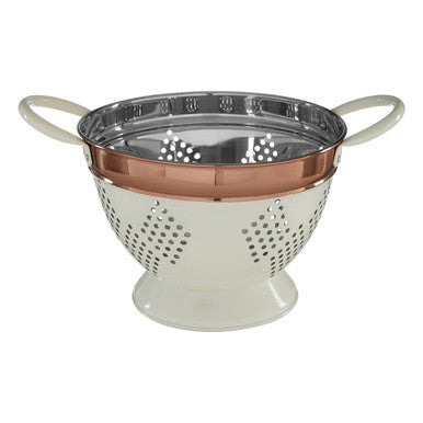 Orsina Prescott Medium Kitchen Colander – Cream Steel Food Strainer