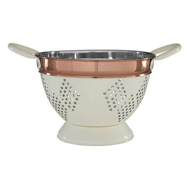 Orsina Prescott Medium Kitchen Colander – Cream Steel Food Strainer