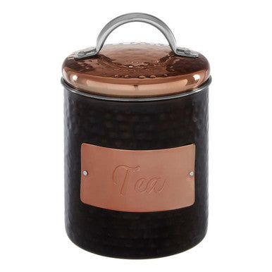 Orsina Prescott Tea Canister – Black Metal Kitchen Storage with Lid