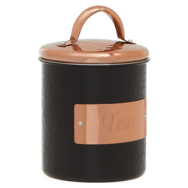 Orsina Prescott Tea Canister – Black Metal Kitchen Storage with Lid