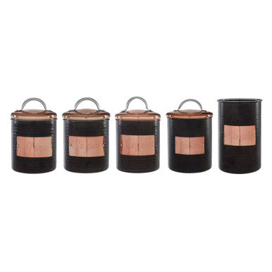 Orsina Prescott Tea Canister – Black Metal Kitchen Storage with Lid