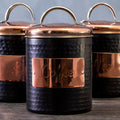 Orsina Prescott Tea Canister – Black Metal Kitchen Storage with Lid