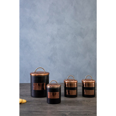 Orsina Prescott Tea Canister – Black Metal Kitchen Storage with Lid