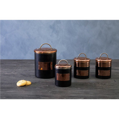 Orsina Prescott Tea Canister – Black Metal Kitchen Storage with Lid