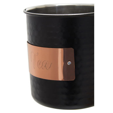 Orsina Prescott Tea Canister – Black Metal Kitchen Storage with Lid
