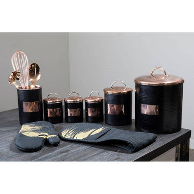Orsina Prescott Bread Bin – Sleek Black Metal Countertop Storage Box