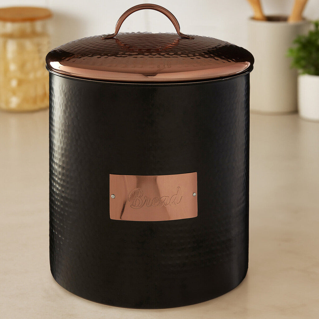 Orsina Prescott Bread Bin – Sleek Black Metal Countertop Storage Box