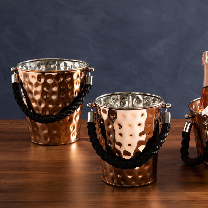Orsina Miressa Small Copper Finish Ice Bucket with Rope Handle