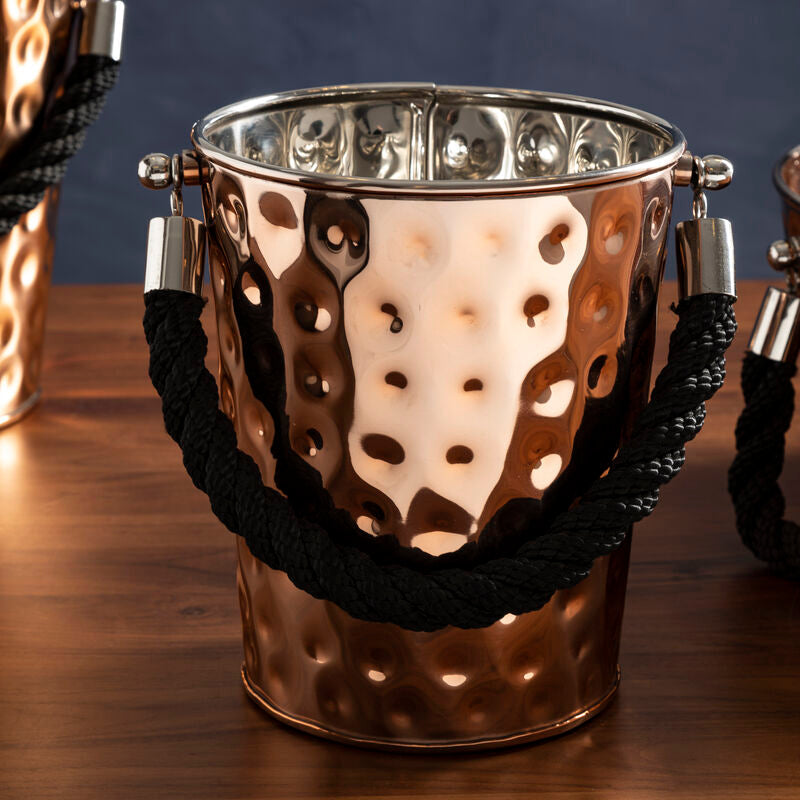 Orsina Miressa Small Copper Finish Ice Bucket with Rope Handle