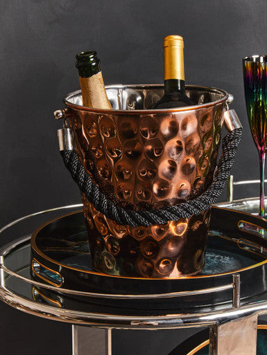Orsina Miressa Copper Party Bucket – Medium Wine Chiller with Rope Handle