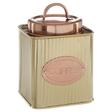Orsina Prescott Square Coffee Canister – Ribbed Gold Kitchen Storage