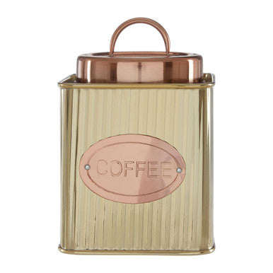 Orsina Prescott Square Coffee Canister – Ribbed Gold Kitchen Storage