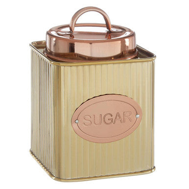 Orsina Prescott Square Sugar Canister – Ribbed Gold Kitchen Storage