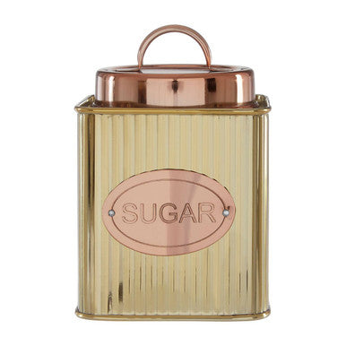 Orsina Prescott Square Sugar Canister – Ribbed Gold Kitchen Storage