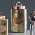 Orsina Prescott Square Biscuits Canister – Gold Ribbed Kitchen Storage